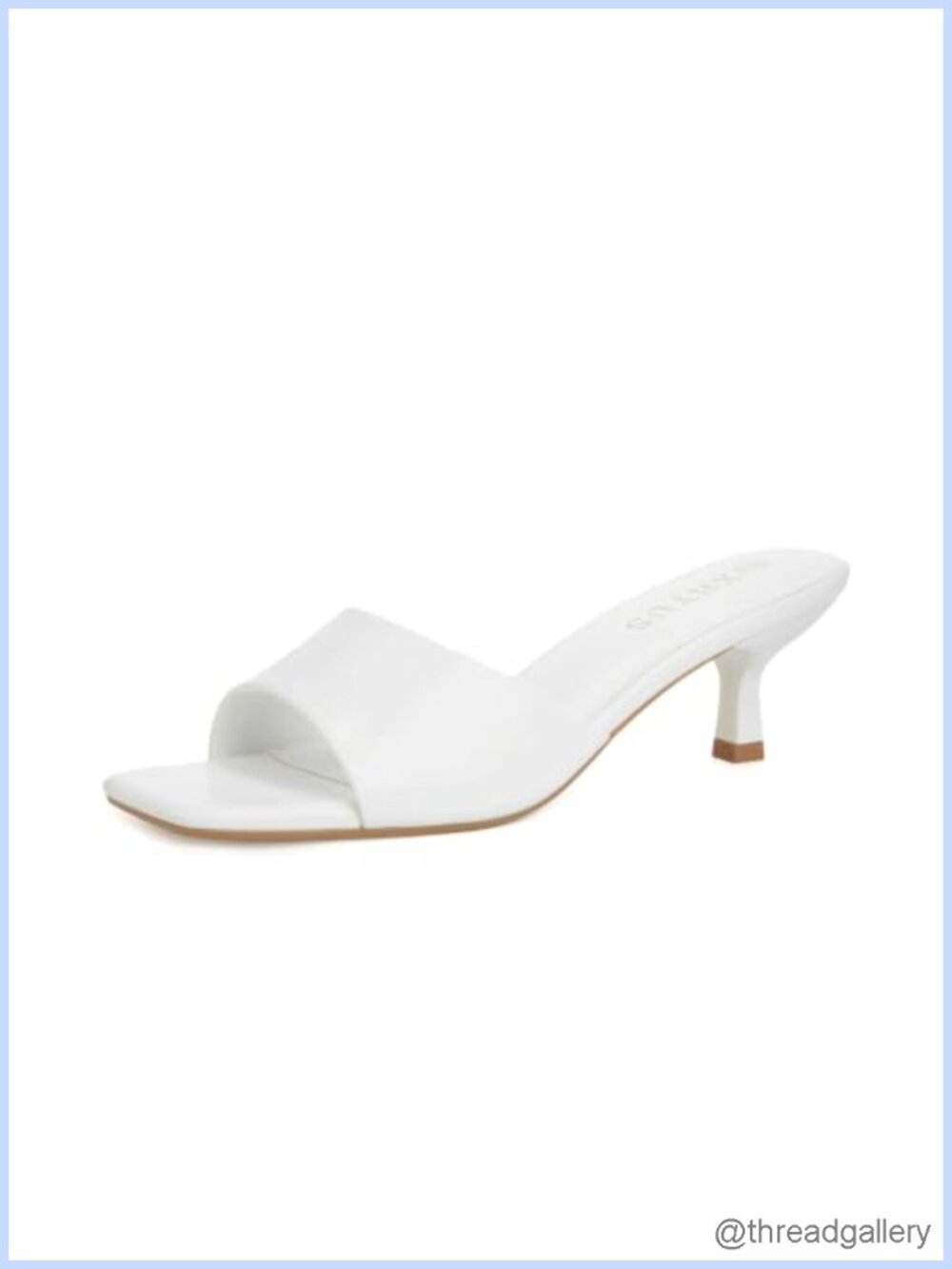 Faux Leather Slip On Kitten Heel Mule Sandals Square Toe Wedding Shoes